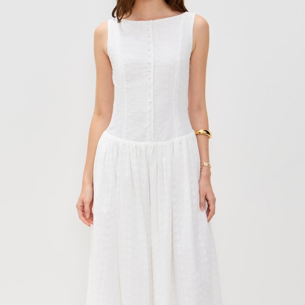 $205 NWT Runaway the Label Nevah Maxi Dress White Eyelet